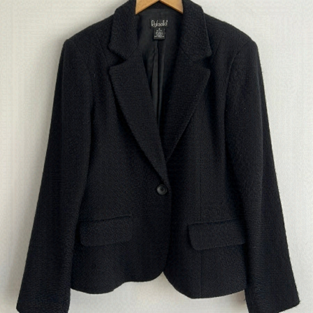 𝅺RAFAELLA Wool Blend Crop Blazer Jacket Black